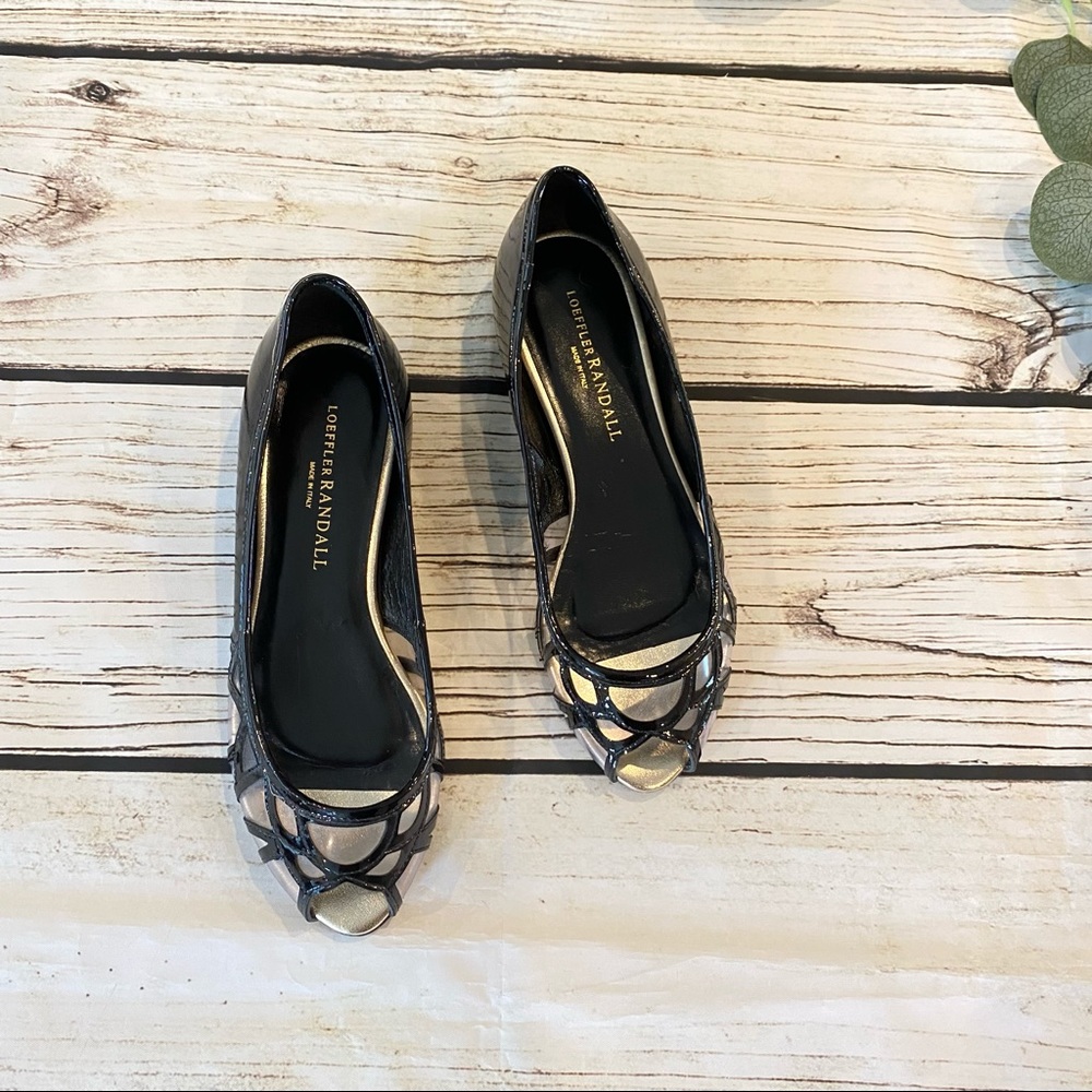 Loeffler Randall Open Toe Black Clear Flats Size 6